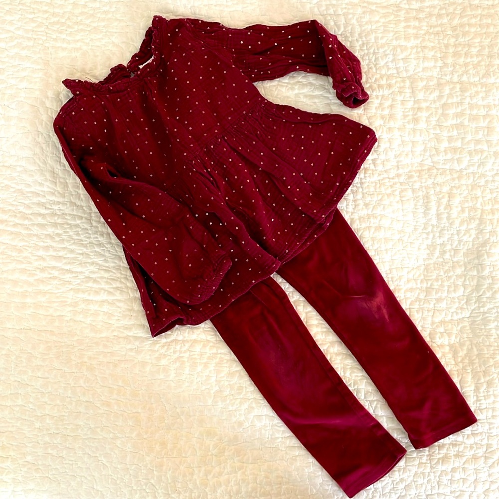 Cat & Jack long sleeve shirt and velour pant set